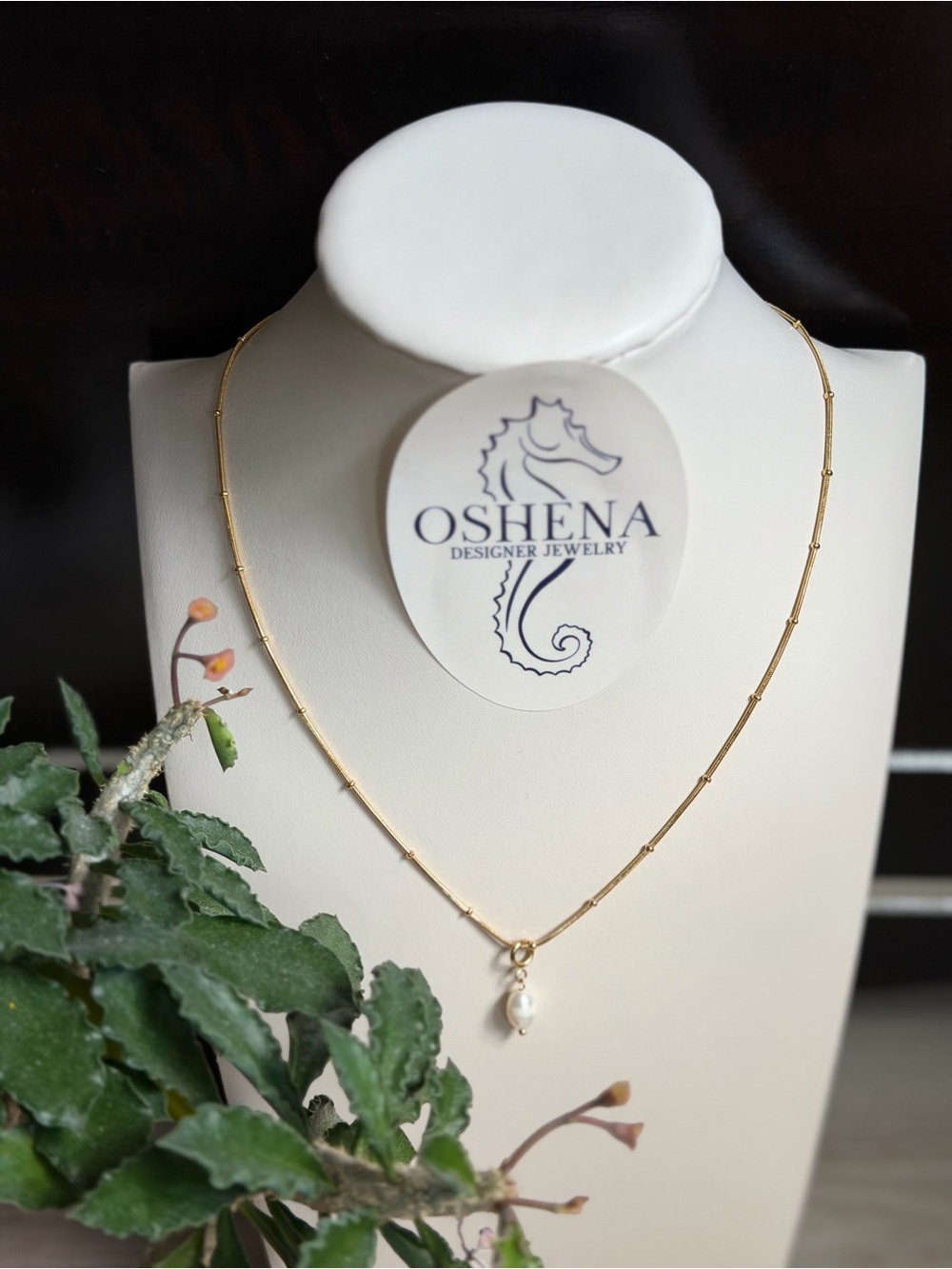 OSHENA Gold Pearl Drop Necklace - Elegant Women’s Jewelry